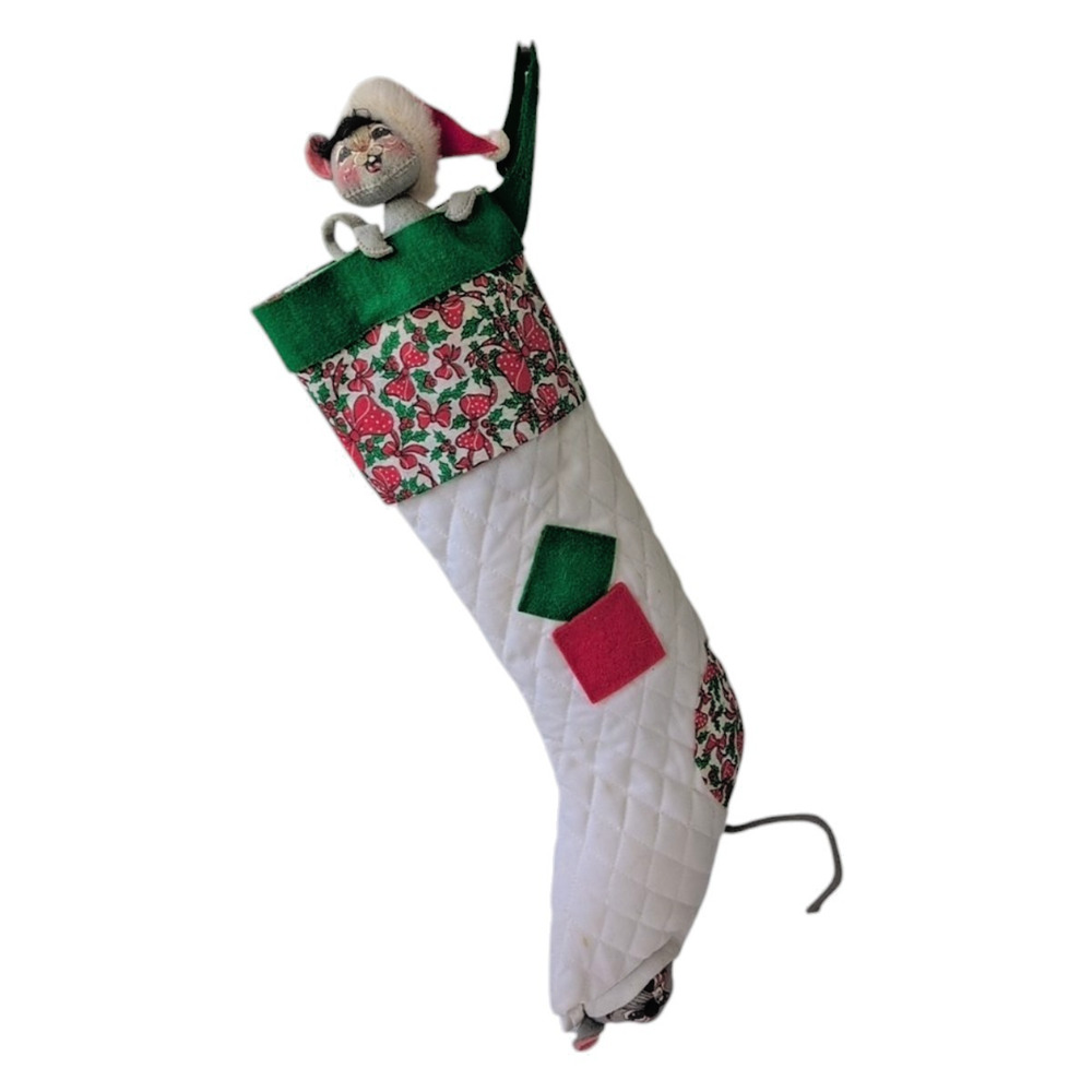 Annalee Mobilitee Dolls Christmas Stocking Peekaboo Mouse/Mice Vintage 1981